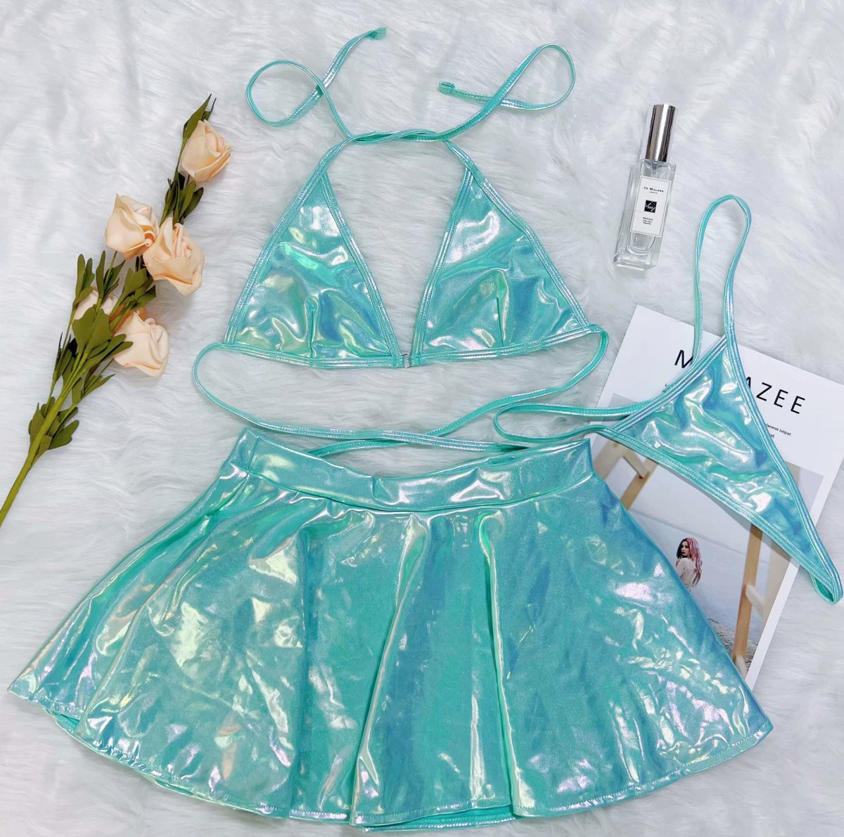 ชุดเซท สีเมทัลลิค เงา เล่นไฟ พร้อมส่งในไทย EDM0319