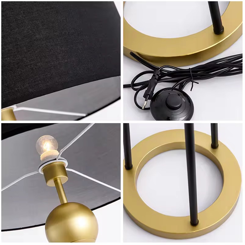 โคมไฟตั้งพื้นโมเดิร์น Modern Floor Lamp Iron+Fabric Gold Black E27x1