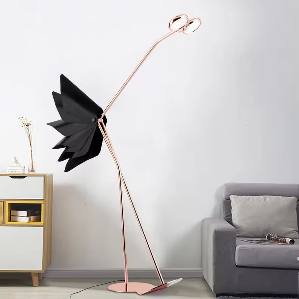 โคมไฟตั้งพื้นนกฟลามิงโก้ Flamingo Floor Lamp Iron Rose gold, Gold LED 10W Included