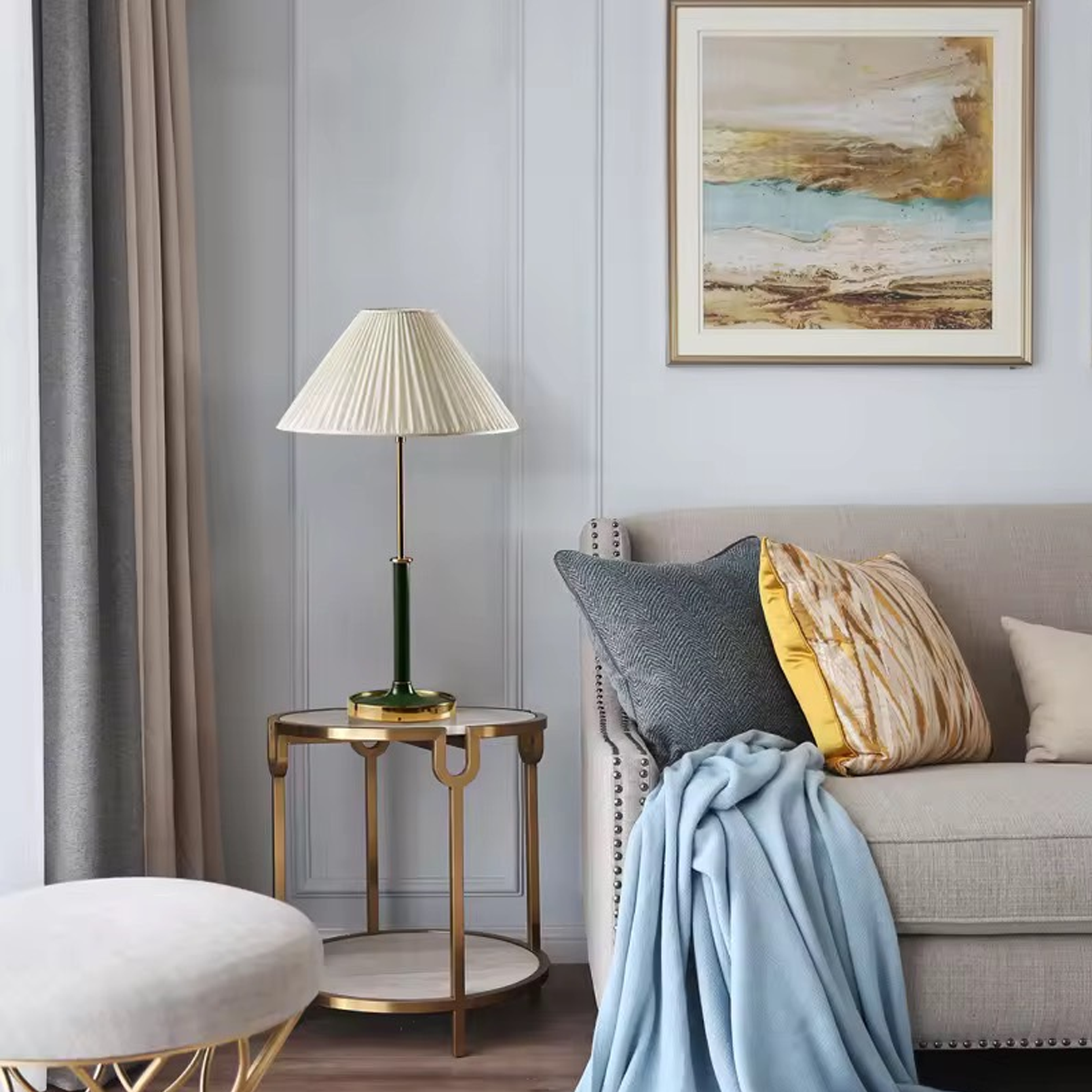 โคมไฟตั้งโต๊ะ สไตล์นอร์ดิก Nordic style table lamp Meta + Fabric LED E27x1 IP20