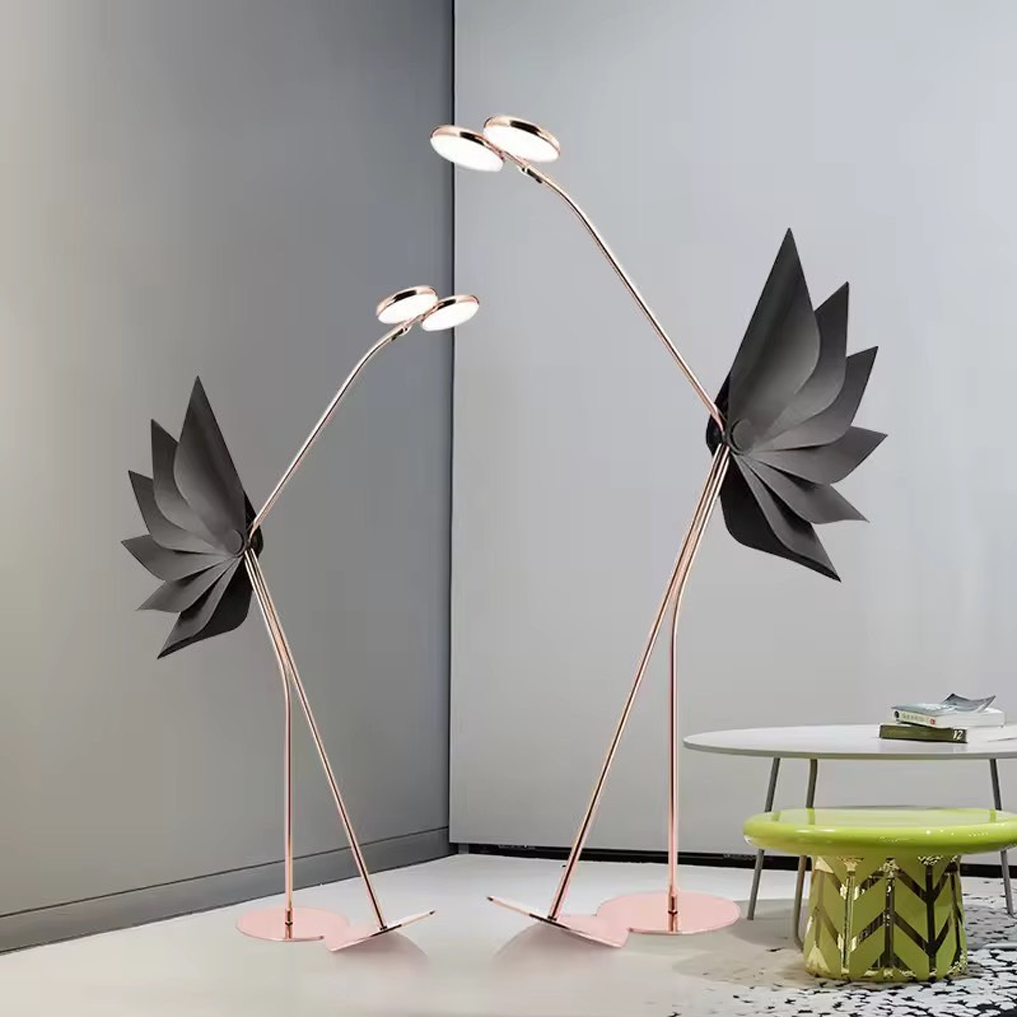 โคมไฟตั้งพื้นนกฟลามิงโก้ Flamingo Floor Lamp Iron Rose gold, Gold LED 10W Included