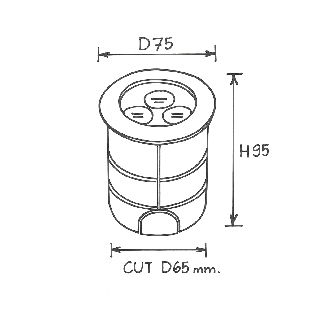 โคมไฟฝังพื้น Inground Up light Round 304 Stainless Steet + Gladd LED 3W DC12-24V IP67