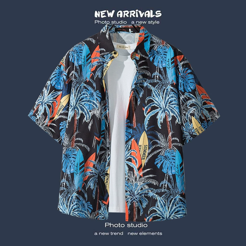 เสื้อเชิ้ตแขนสั้นพิมพ์ลายฮาวาย สินค้าพร้อมส่งในไทย