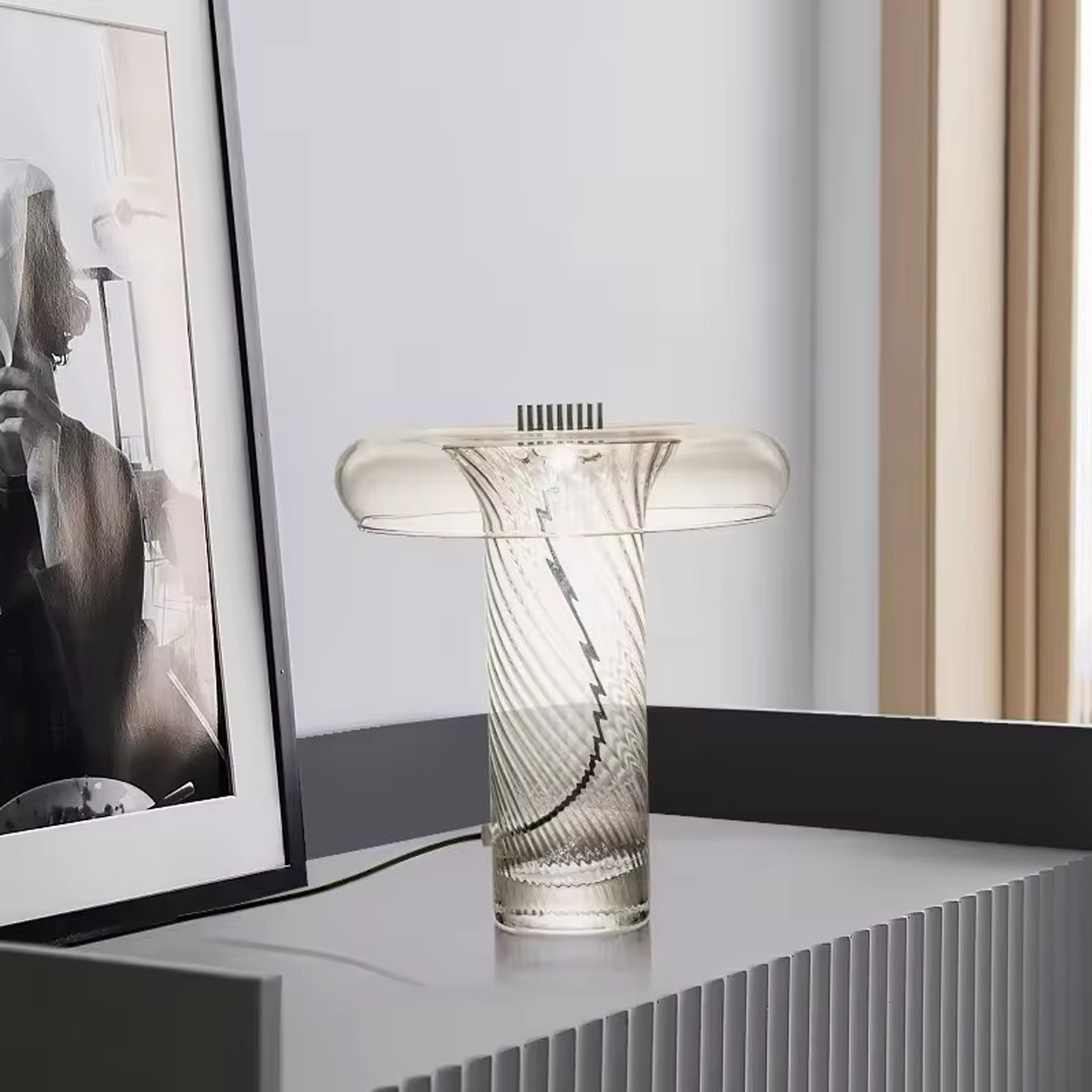 โคมไฟตั้งโต๊ะ สไตล์นอร์ดิก Nordic style table lamp Metal + glass LED 7W included