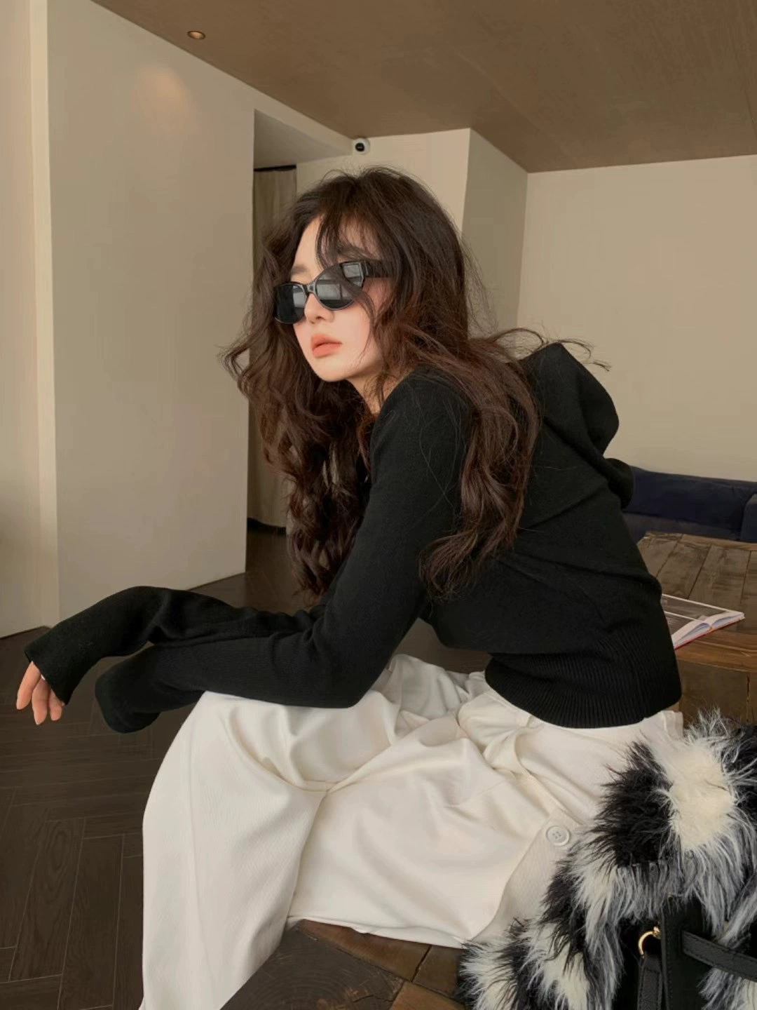 เสื้อแขนยาวฮู้ด เสื้อไหมพรม รหัส CN2379