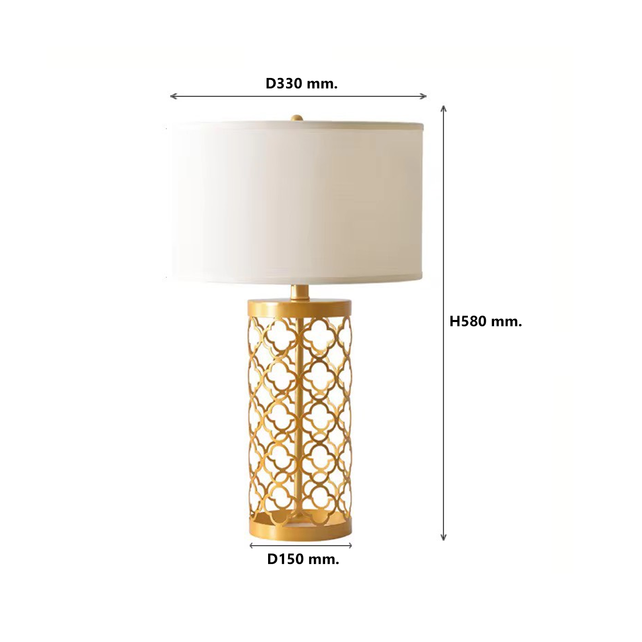โคมไฟตั้งโต๊ะ Luxurious Table lamp Metal Gold + Fabric White LED E27X1 IP20