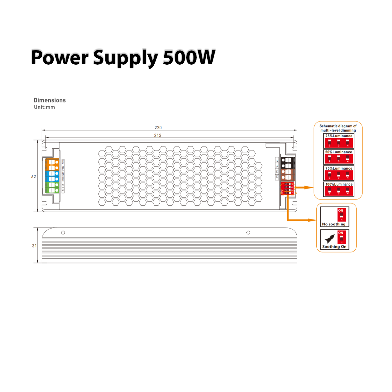 หม้อแปลงโคมไฟ C Series Switch LED power supply 24V IP20