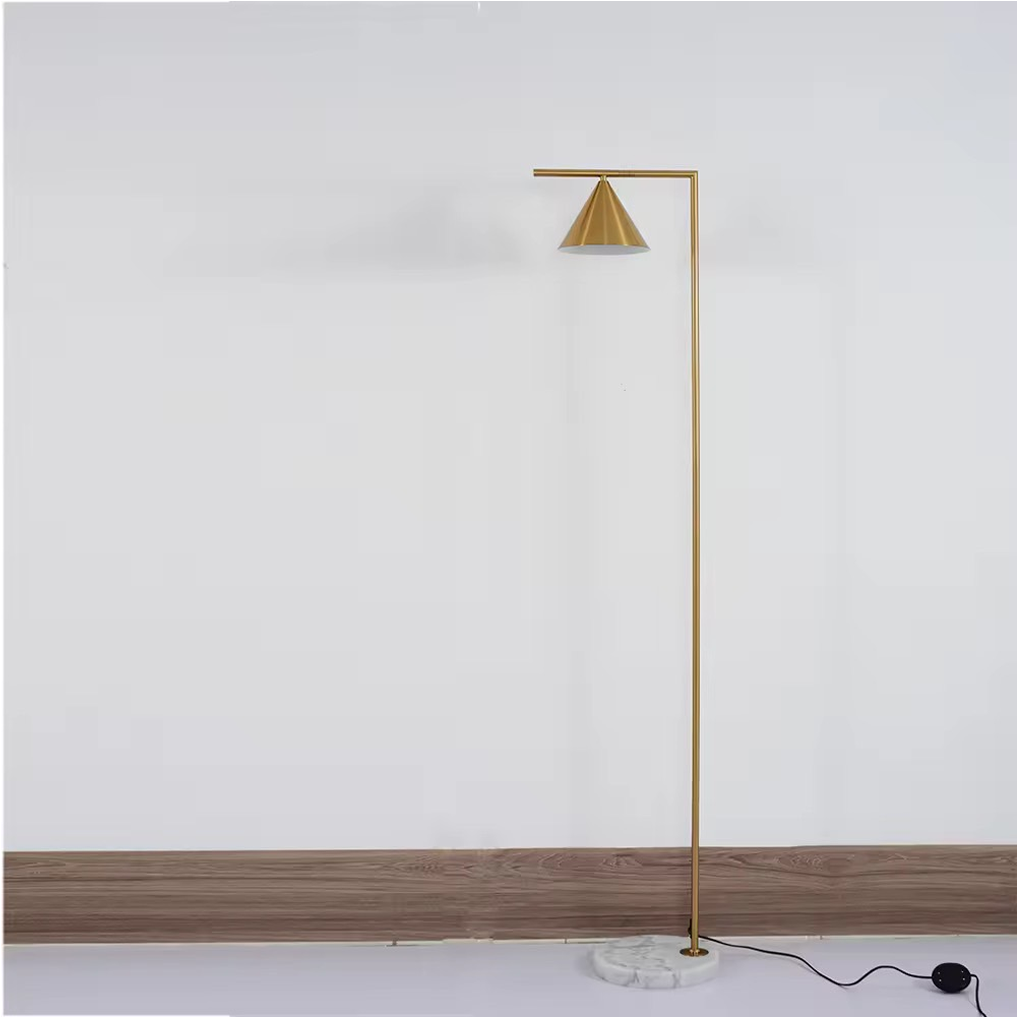 โคมไฟตั้งพื้นฐานหินอ่อน Gold Floor Lamp with Marble Base LED E27x1