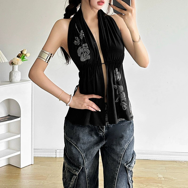 เสื้อแหวกอก ผ้าซีฟอง เซ็กซี่ รหัส CN49918