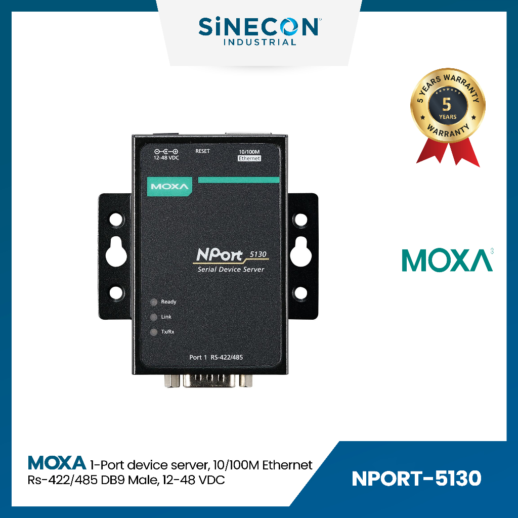 Moxa โมซ่า รุ่น NPORT-5130 1-port device server, 10/100M ethernet, RS ...