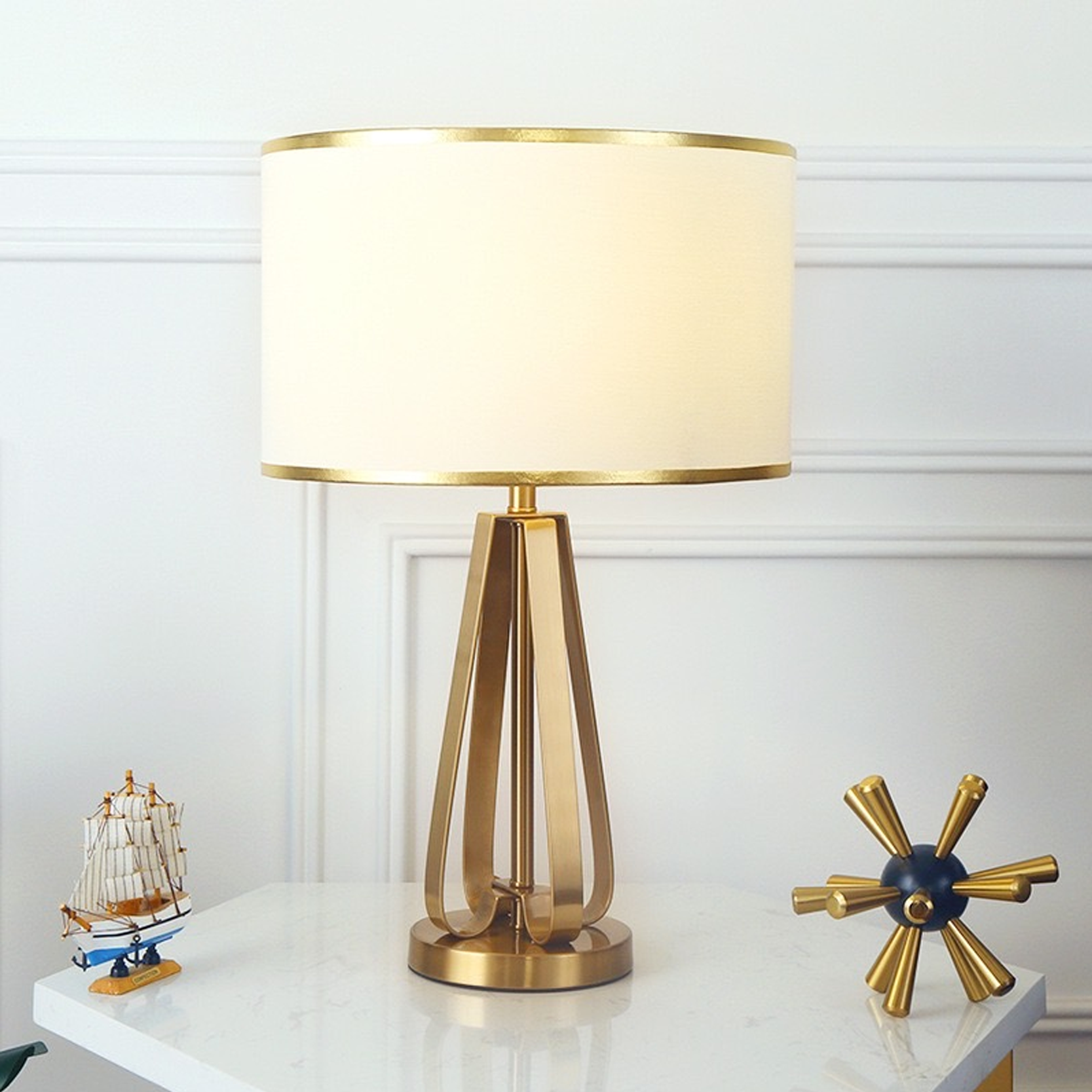 โคมไฟตั้งโต๊ะ สไตล์นอร์ดิก Nordic style table lamp + Hardware + Fabric LED E27x1 IP20