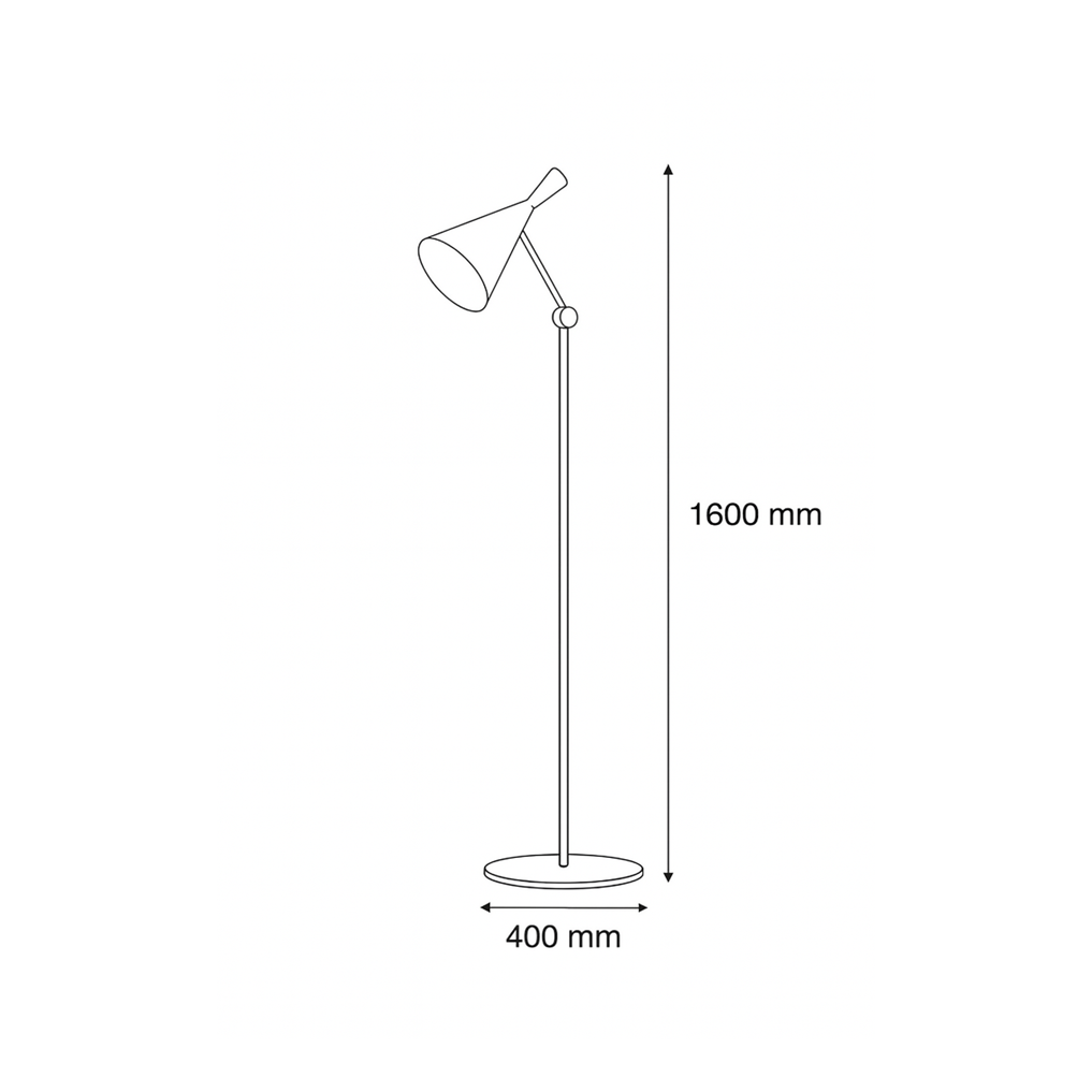 โคมไฟตั้งพื้นหัวโคมทรงกรวย Floor Lamp with Cone-Shaped Shade Metal Black LED G9x1