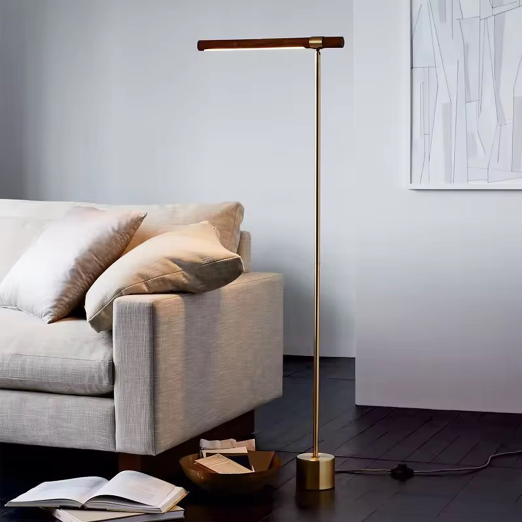โคมไฟตั้งพื้นโมเดิร์น Modern floor lamp Metal Gold+ Wood LED IP20