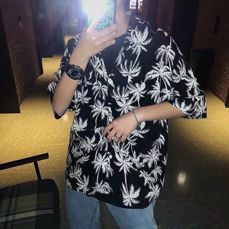 เสื้อเชิ้ตแขนสั้นพิมพ์ลายฮาวาย สินค้าพร้อมส่งในไทย