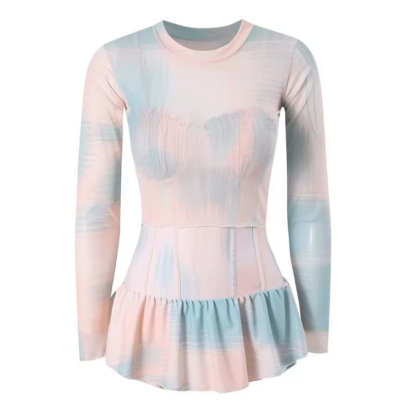 ชุดว่ายน้ำ พาสเทล วันพีช สไตลส์เกาหลี รหัส SW53316