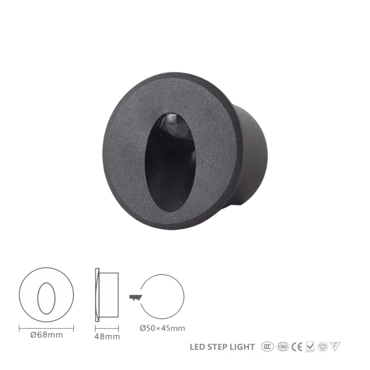 ไฟบันไดทรงกลมฝังผนัง Recessed round step light รุ่น 012Y LED 2W IP20 ไฟตกแต่งขั้นบันไดแนวโมเดิร์น