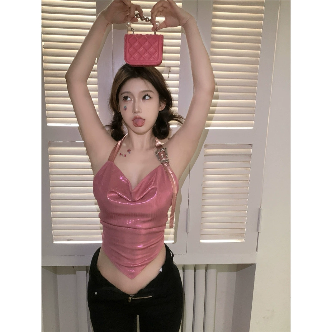 เสื้อครอป ผ้าเงาเมทัลลิค รหัส CN2462