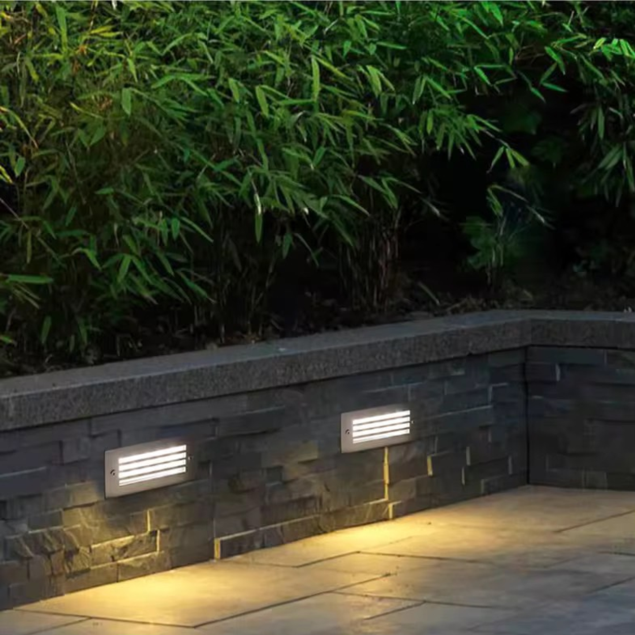 โคมไฟฝังผนังสแตนเลส หน้ากากเรียบ LED step light stainless rectangle รุ่น 010C LED 2W IP65