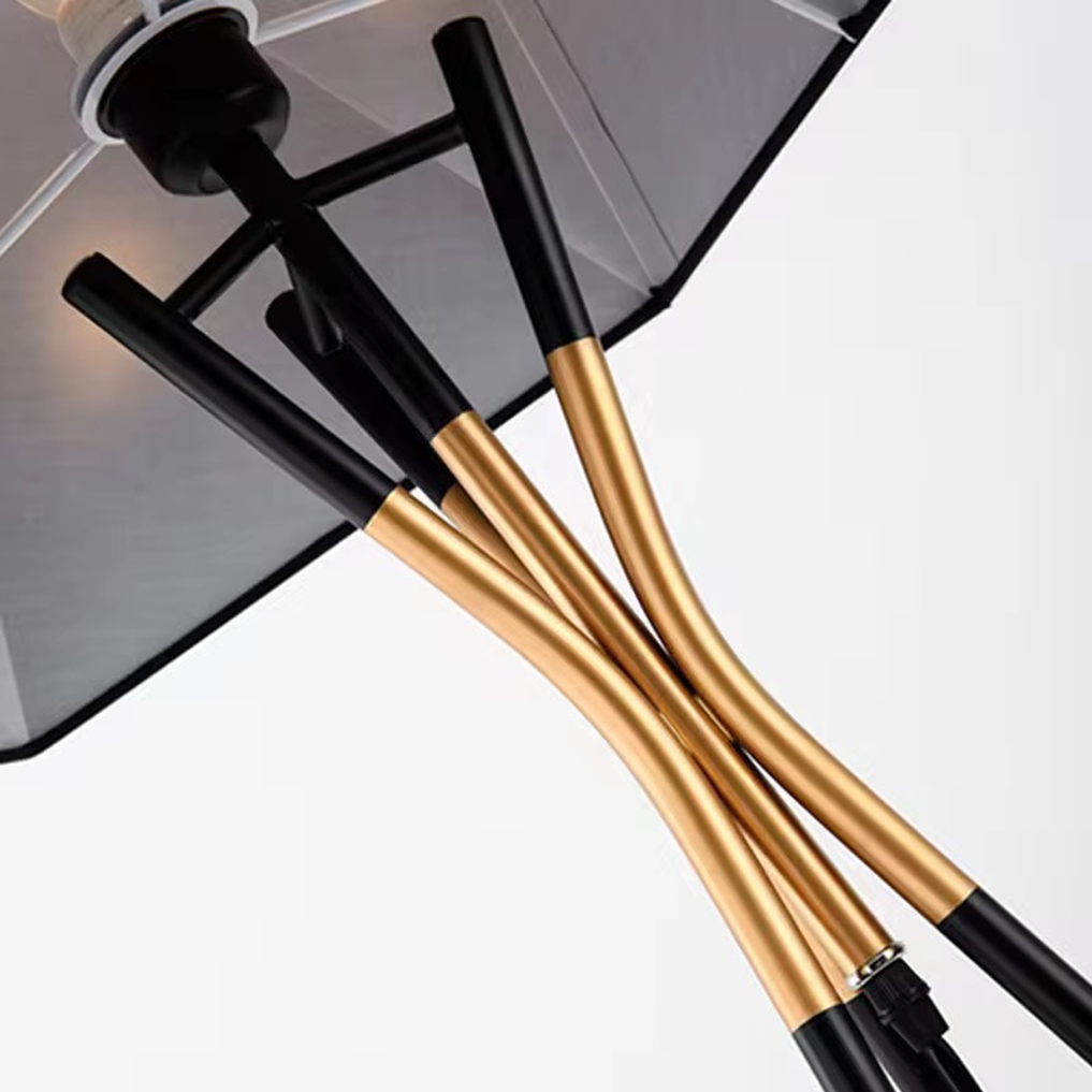 โคมไฟหัวโคมทรงเหลี่ยม Geometric Shade Floor Lamp Iron +Fabric Black LED E27x1