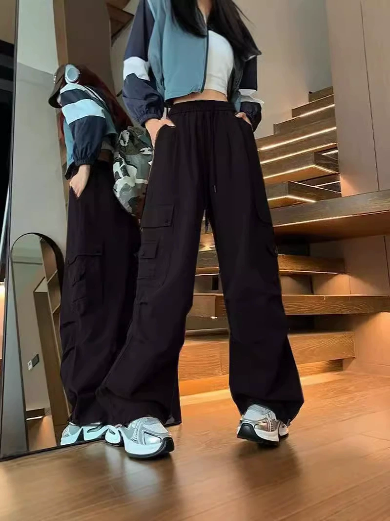 กางเกงวอร์ม สตรีท เอวสูง รุ่นกระเป๋าข้าง รหัส CN3175