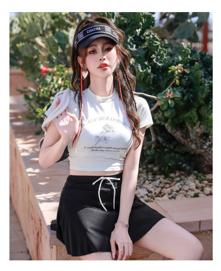 ชุดว่ายน้ำ เซท กระโปรง+เสื้อ สไตล์เกาหลี รหัส SW