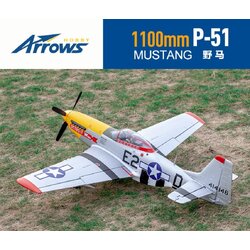 เครื่องบินไฟฟ้า Arrows Hobby P-51D Mustang 1100mm PNP ในชุด ไม่รวมรีโมท รีซีฟ และ แบต ต้องซื้อเพิ่ม