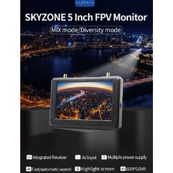 SKYZONE M5 FPV Monitor with DVR 5-inch monitor support 2-6S Lipo 1cell 18650 Type-C USB จอรับภาพ