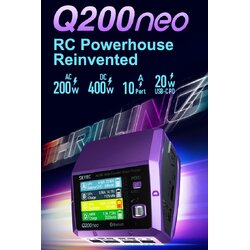 Skyrc Q200neo AC 200W DC 400W 10Ax2 4 Channel Smart Charger for 1-6S Lipo Battery LiPo/LiHV/LiFe/LiIon 400W