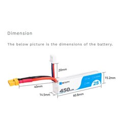 BETAFPV 2S 450mAh 45C XT30 Lipo Battery