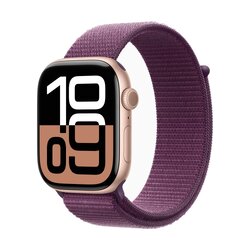 Apple Watch Series 10 GPS 46mm Rose Gold Aluminium Case with Plum Sport Loop