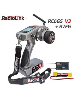 Radiolink RC6GS V3 - 2.4GHZ 7CH with R7FG Receiver รีโมท รถ เรือ พร้อมรีซีฟ กันน้ำ มีไจโรในตัว คลื่นไกล พร้อมส่งข้อมอูลแบต มาบอกที่รีโมทได้