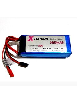TOPGUN(LiFePo4) 3S 9.9V 1450 2100mah แบตใส่รีโมท และ ใช้เลี้ยงรีซีฟ