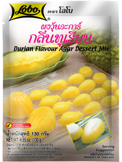 ผงวุ้นอะการ์กลิ่นทุเรียน 130 กรัม / Durian Flavour Agar Dessert Mix 130 gram.