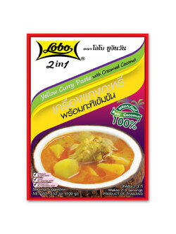 เครื่องแกงกะหรี่พร้อมกะทิเข้มข้น 100 กรัม / Yellow Curry Paste with Creamed Coconut 100 gram.
