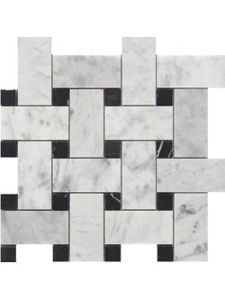 Strip Marble Tiles Floor (White Black)
