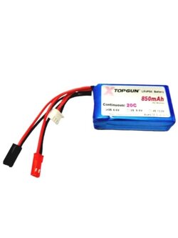 TOPGUN(LiFePo4) 2S 6.6V 850 1450 2100mah แบตใส่่รีโมท หรือ ใช้เลี้ยงรีซีฟ
