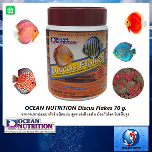 OCEAN NUTRITION Discus Flakes 70 g. (อาหารปลาปอมปาดัวร์ ชนิดแผ่น เร่งสี เร่งโต ป้องกันโรค โปรตีนสูง)