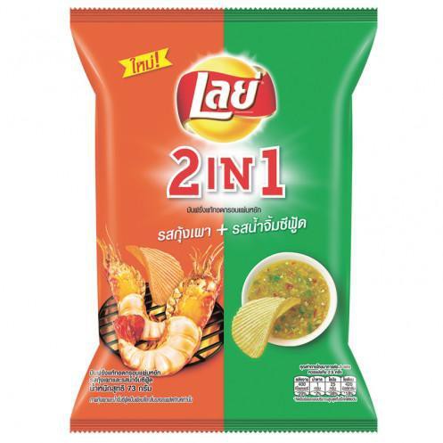 8850718819539 เลย์ รสกุ้งเผา+น้ำจิ้มซีฟู้ด 40 กรัม