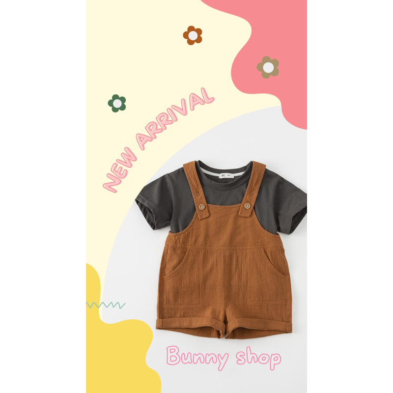 ชุดเอี๊ยมเด็ก น่ารัก เสื้อ+เอี๊ยมกางเกง สุดคิ้วส์ 💥พร้อมส่งในไทย💥 (K02-2)