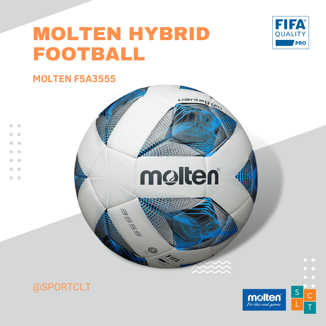MOLTEN ลูกฟุตบอลมอลเทน หนัง PU หนังเย็บ รุ่น F5A3555-K มีตรารับรอง FIFA QUALITY PRO