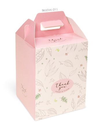 20ใบ ราคาขายส่ง กล่องทรงมือจับด้านบน กล่องสำหรับจัด GIFTSET กล่องใส่คุกกี้-ขนม ข้าวสาร ของชวัญ ของชำร่วย ขนาดกล่อง 10.8 x 10.8 x 14.5 เซนติเมตร (รุ่น BK65W)