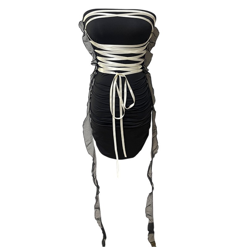 เดรสเกาะอก ถักเชื่อหน้า ฮาโลวีน X5340-P พร้อมส่ง