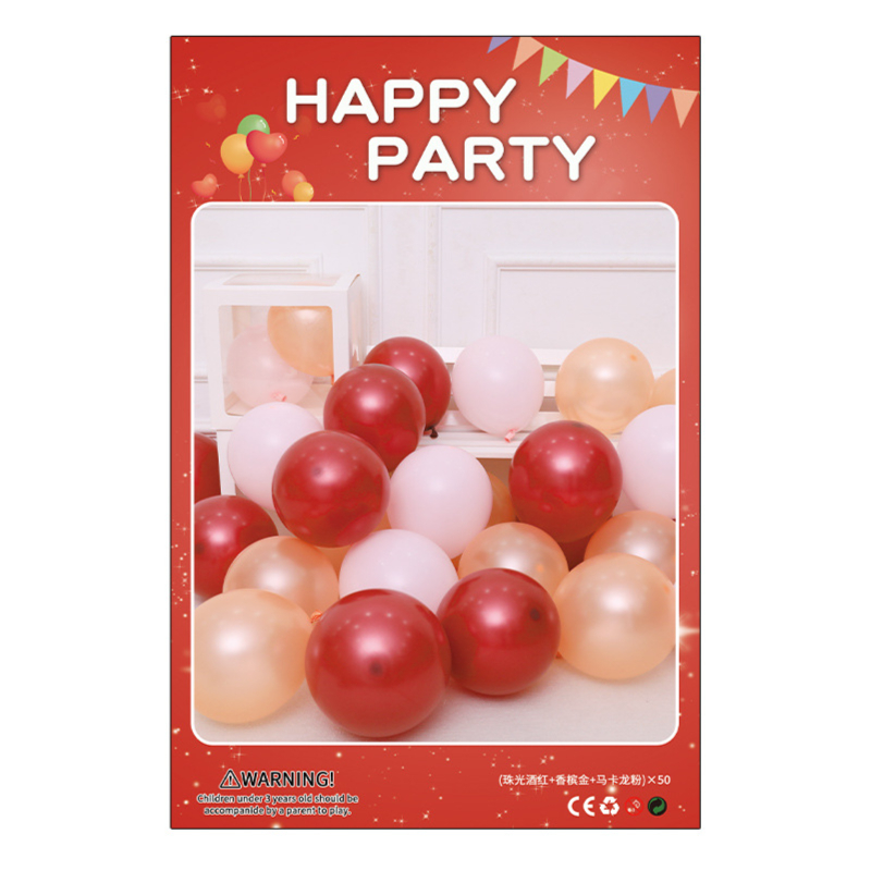 เซท ลูกโป่ง สีผงมาค่า+ทับทิมแดง+แชมเปญโกลด์ 50ชิ้น PT223