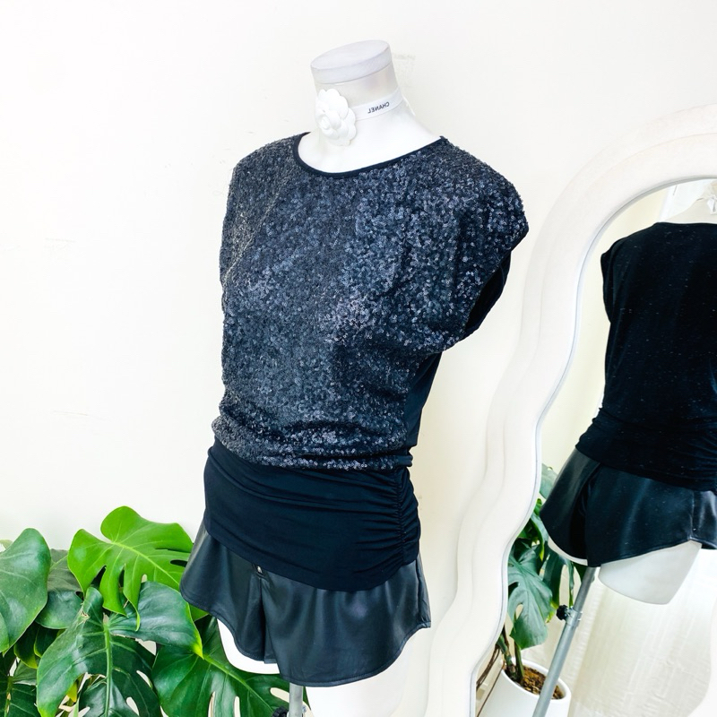 เสื้อ จั๊มปลาย งานเกล็ดวิบวับ สีดำ ใส่ออกงาน ชุดออกงาน ชุดปาร์ตี้ วันเกิด