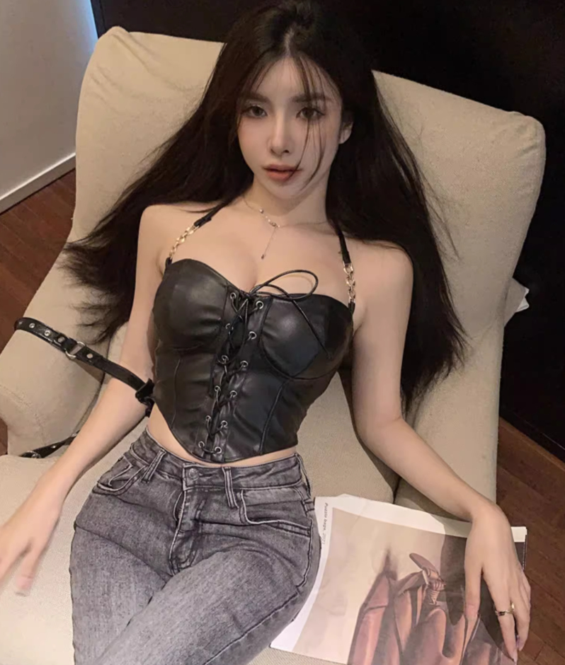 เสื้อสายเดี่ยว หนัง สายฝอ เซ็กซี่ CN5027 พร้อมส่งในไทย