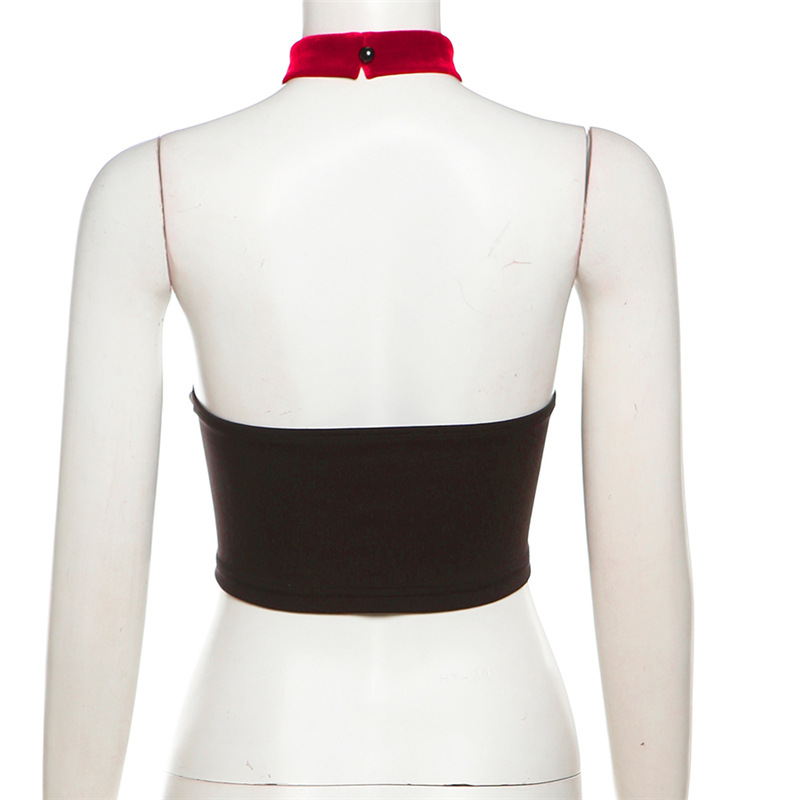 เสื้อครอป+โชเกอร์คอ ครอปหัวใจกำมะหยี่ CN41573