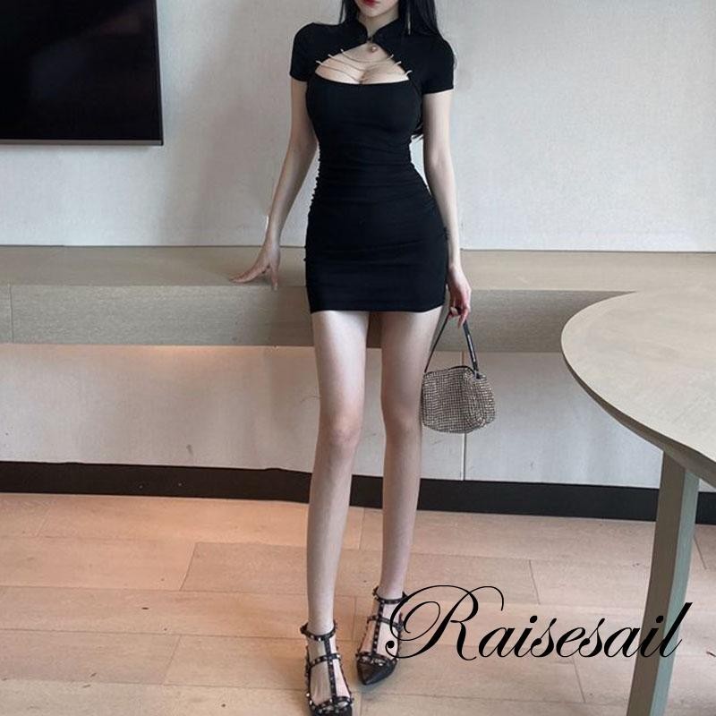 ชุดเดรส แขนสั้น แต่งสายโซ่ ปาร์ตี้ค็อกเทล CN831