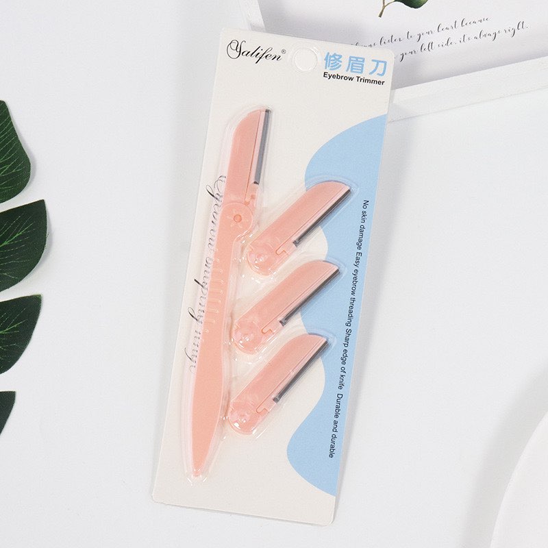 มีดกันคิ้ว พับได้ ด้ามจับ แบบพกพา คละสีส่ง