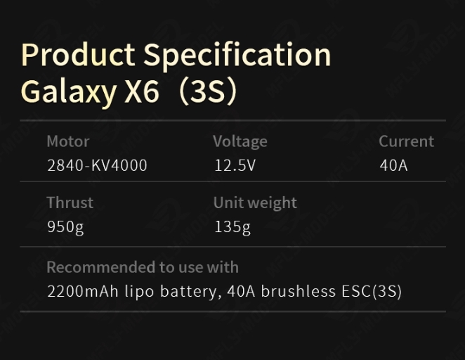 XFly Galaxy 64mm 12-Bladed with 2840-KV4000 (3S Version) / 2840-KV3200 (4S Version) Outrunner Brushless Motor EDF System