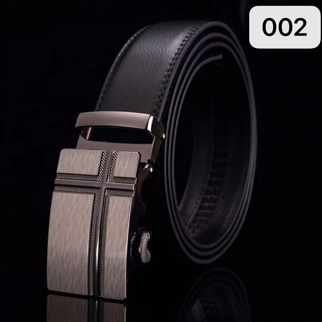 เข็มขัดผู้ชาย หนังPU หัวเข็มขัดอัตโนมัติ แฟชั่นคลาสสิกสีดำ
